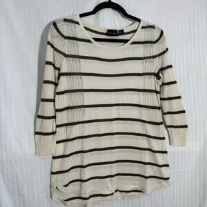 Tribal Multi-Knit Long Sleeve Pullover Shirt Women’s Size Medium White And Black